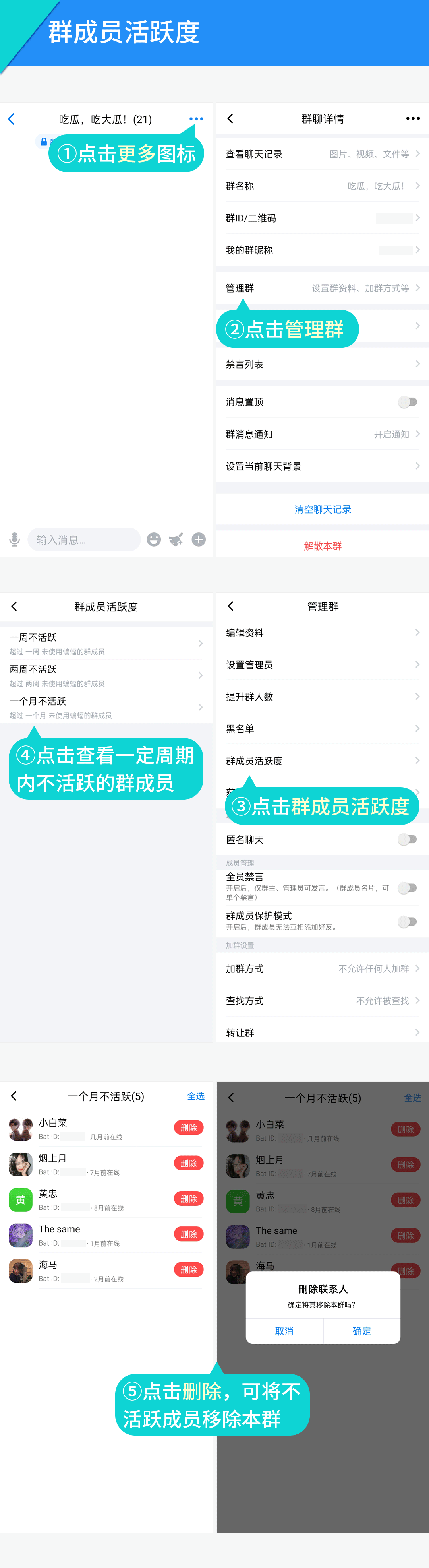 群成员活跃度（群主和管理员）